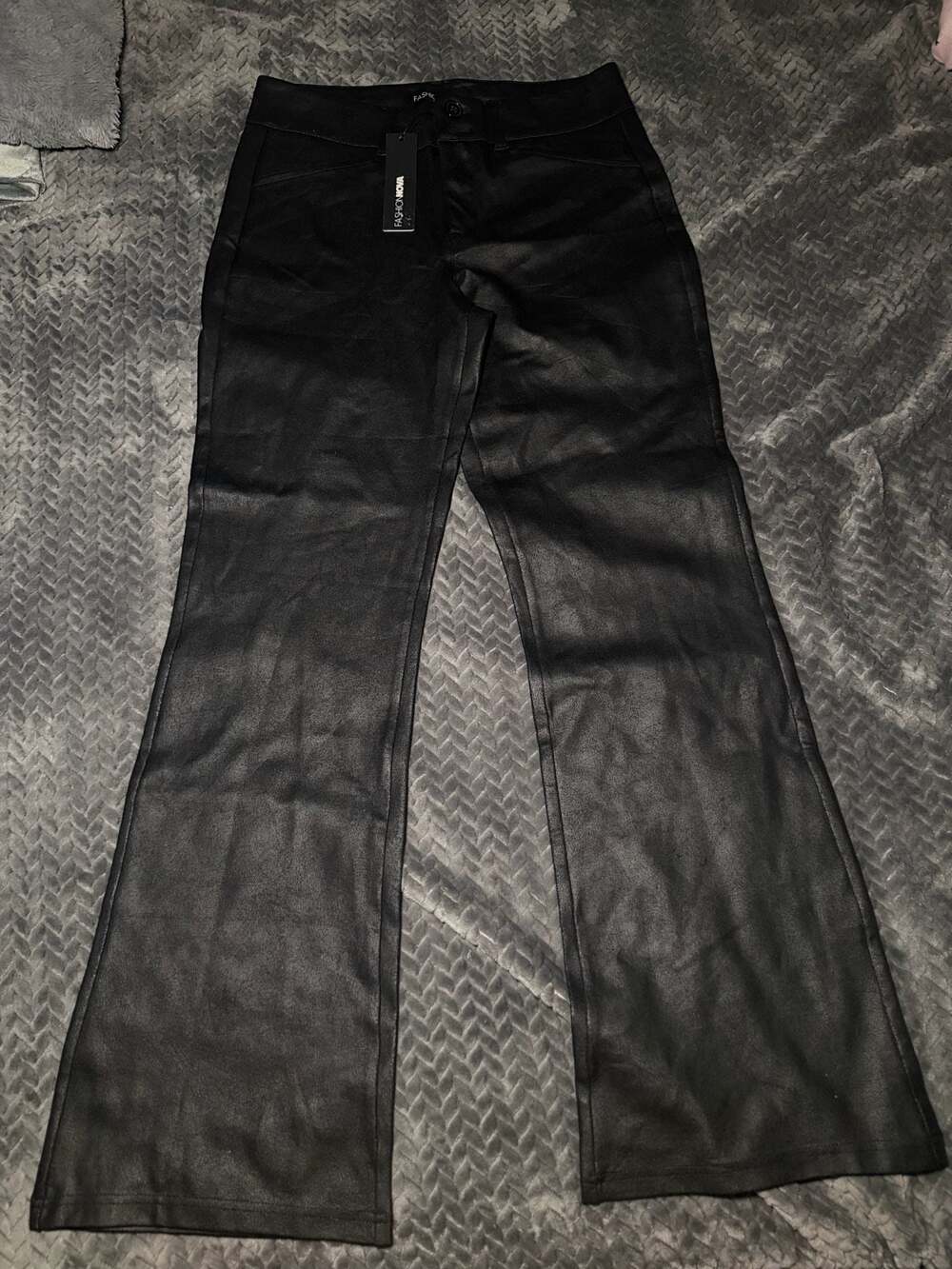 Fashion Nova Tammy Faux Leather Trouser Pants Black Size L